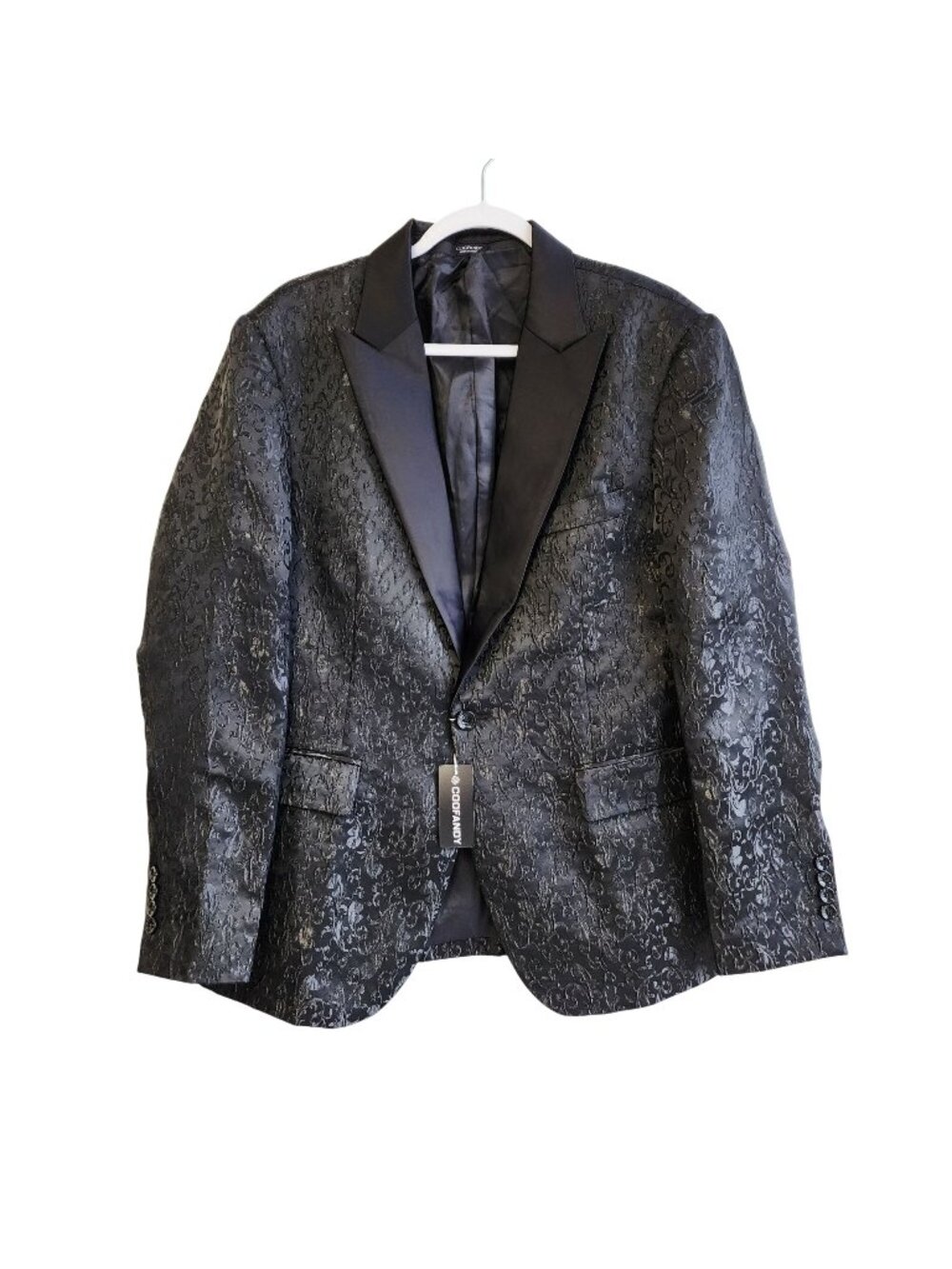 Coofandy Black Brocade Tuxedo Jacket With Satin Lapel Medium Mens Formal  Blazer